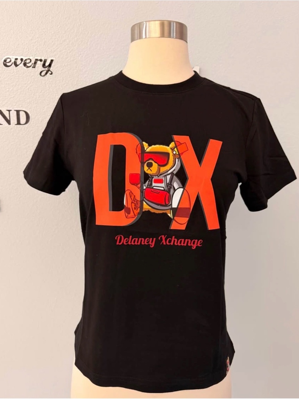 Delaney Xchange Kids Black Tee with Red Bear Graphic